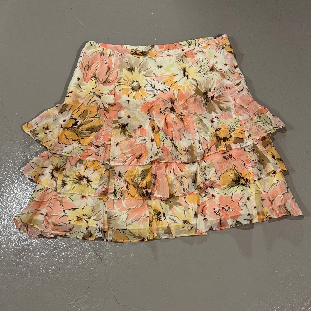 Floral Ruffle Skirt - Multicolor - Picture 1 of 4